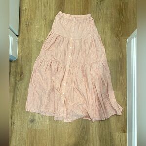 Anthropologie Pink & White Floral Maxi Skirt